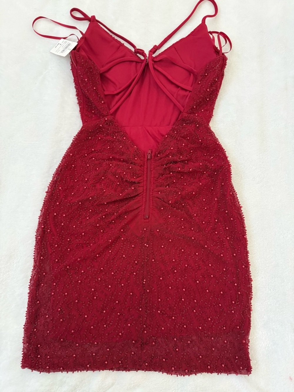 Windsor Red Beaded Mini Dress NWT Backless Strappy Bodycon Size Small - Picture 5 of 8